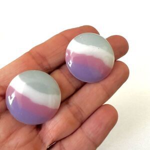 Striped circle post earrings